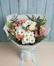 Букет цветов из:  Розы, Лизиантусы и Хризантемы в Борское
