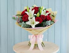 Букет цветов из:  Лилии и Розы в Борское