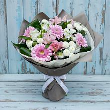 Букет цветов из:  Герберы, Альстромерии и Хризантемы в Борское