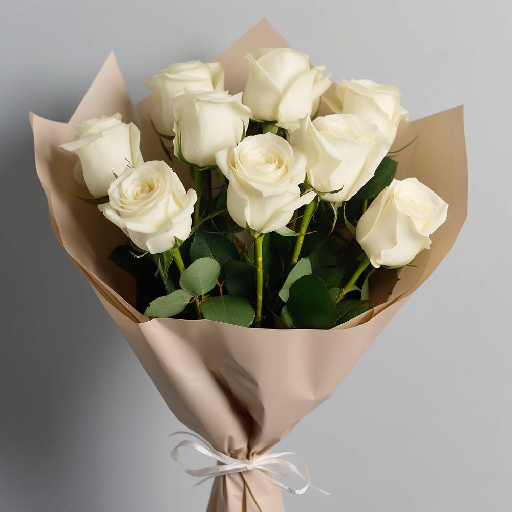 Букет 9 Белых роз Эдлесс Лав в Борское