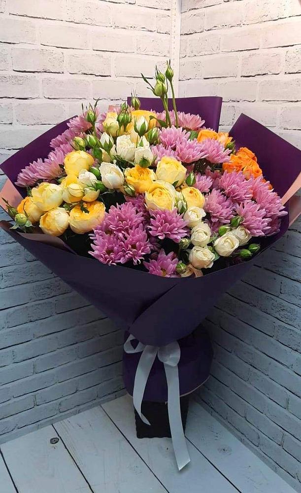 Букет цветов из: Хризантемы и Розы в Борское