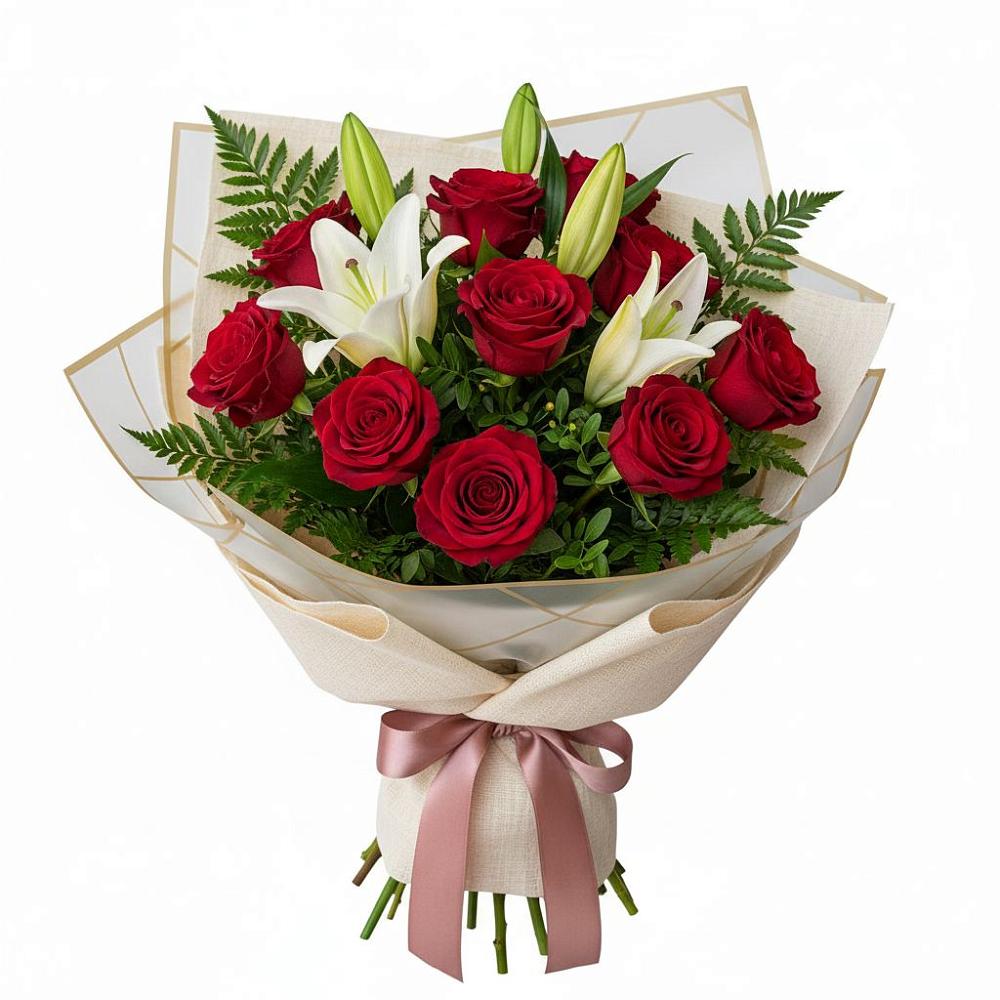 Букет цветов из: Лилии и Розы в Борское