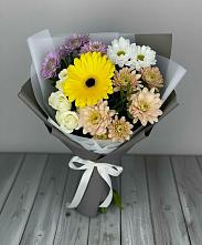 Букет цветов из:  Розы, Герберы и Хризантемы #REPLACE_PRED# Борское