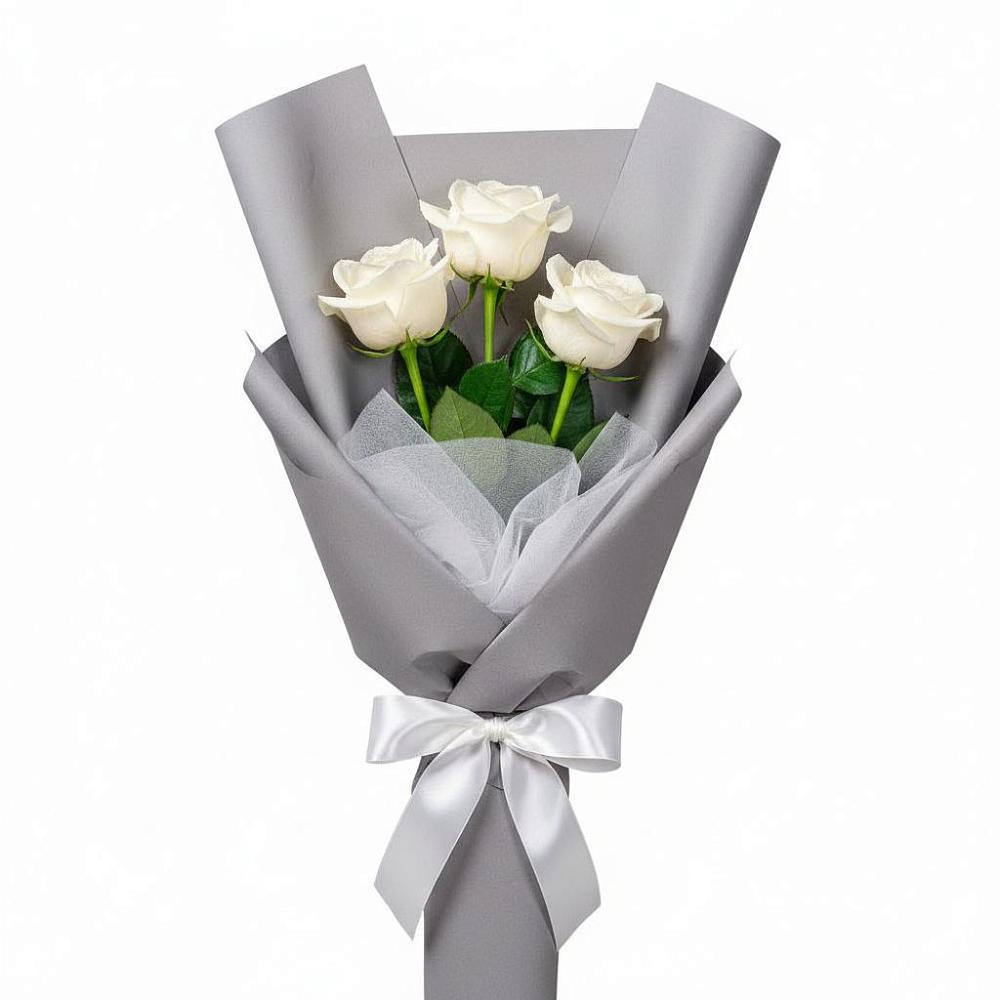 Букет 3 белые розы в Борское