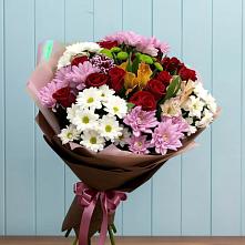 Букет цветов из:  Розы, Хризантемы и Альстромерии в Борское