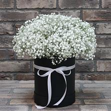 Цветочная композиция из Гипсофила в шляпной коробке в Борское