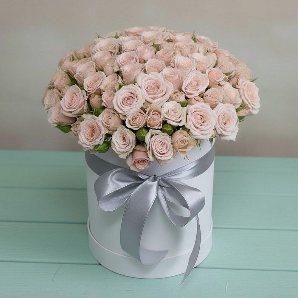 Цветочная композиция из Розы в шляпной коробке в Борское